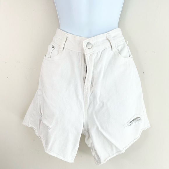 Oak + Fort Bermuda Jorts Jean Shorts High Rise Cutoffs Distressed denim Large - Picture 12 of 16